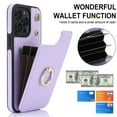 thumbnail image 3 of ELEHOLD for iPhone 13 Wallet Crossbody Case with Organ Card Slots Metal Finger Ring Holder Kickstand Crossbody Shoulder Strap Shockproof Purse Cover for Women Girls,lightpurple, 3 of 8