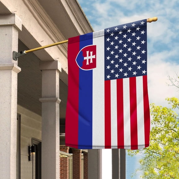 American Slovakia Flag Slovak Friendship U.S.A Memorial Day Patriotic For Garden Flag, Double-Sided Decorative Outdoor Flag, Polyester Yard Flag 12 x 18 in