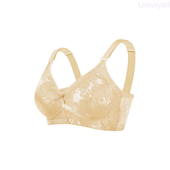 Lixiuxyad Plus Size Wireless Support Bra Seamless Comfort Underwear Full Coverage Non Padded T Shirt Lingerie For,Bras for Women Beige 36