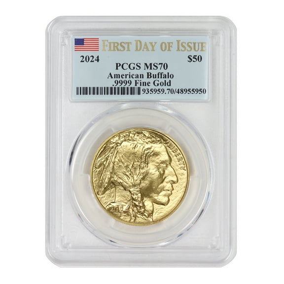 2024 $50 Gold Buffalo PCGS MS70 First Day of Issue Flag Label U.S. Mint coin