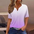 thumbnail image 2 of Summer Saving! Ashirexll Shirts for Women, Womens Short Sleeve Tops, Women's Casual Gradient Short Sleeve V-Neck Top Blouse, 2 of 5