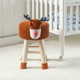 thumbnail image 6 of AC Pacific Children's Woven Deer Ottoman Stool with Wooden Legs, Brown, 6 of 9