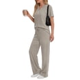 thumbnail image 2 of Fantaslook Two Piece Lounge Sets for Women Summer Outfits Henley V Neck Short Sleeve Tops Wide Leg Pants Matching Sets Trendy Clothes, 2 of 10