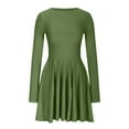 thumbnail image 4 of Quinlirra Womens Sweater Dress Women's Round Neck Waist Cinched Knitted Sweater Dress Green M, 4 of 4