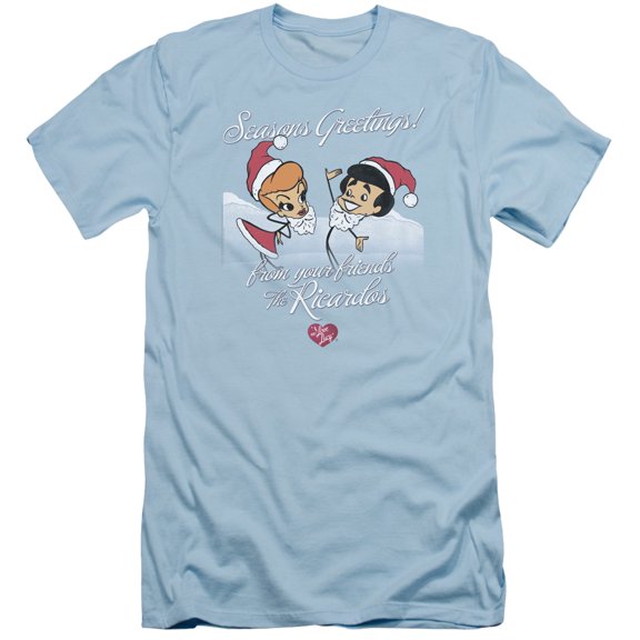 I Love Lucy Animated Christmas S/S Adult 30/1 T-Shirt Light Blue