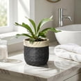 thumbnail image 6 of Ordivic 6 inch Black Ceramic Planter with Drainage Hole & Plug, Round Flower Pot for Succulents & Cactus, Indoor Outdoor for Home Office Desk, Housewarming Gift, 6 of 7