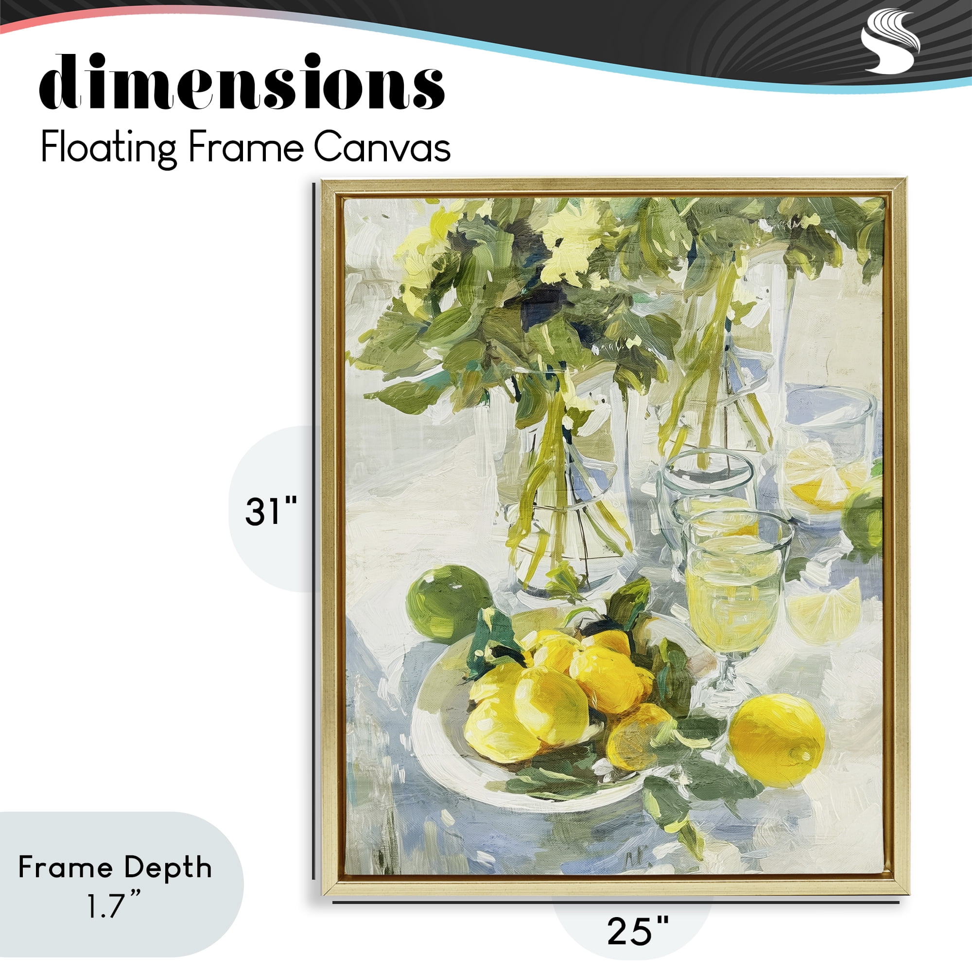 Stupell Industries Fresh Kitchen Lemons Spread Gold Framed Floater Canvas Wall Art, design by Annabelle Hall