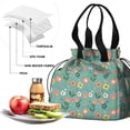 thumbnail image 4 of Pioneer Flower Floral Print Pattern Drawstring Lunch Bag Women - Drawstring Lunch Bag Insulated for Work Office - Stain-Resistant Large Lunchbags for Women with Multi-Pockets, 4 of 6