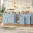 thumbnail image 4 of Homfa 47.2"W Kitchen Sideboard Credenza, Trash Can Cabinets Fits 12.5 Gallon Can, 2 Drawer Wood Buffet Storage Cabinet with Adjustable Shelf, Blue, 4 of 7