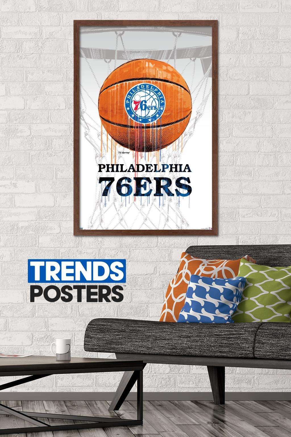 NBA Philadelphia 76ers - Drip Ball Wall Poster, 22.375" x 34", Framed