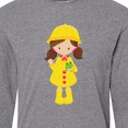 thumbnail image 4 of Inktastic Girl With Brown Hair, Yellow Raincoat, Frog Long Sleeve T-Shirt, 4 of 5