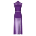 thumbnail image 4 of Zaldita Lyrical Dance for Women Modern Contemporary Dancewear Flowy Mesh Tulle Maxi Dress Purple S, 4 of 7