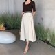 thumbnail image 2 of Elegante falda paraguas profesional adelgazante para mujer primavera otoño nuevo estilo drapeado vestido largo sensibilidad A-line amplio swing esquí, 2 of 5