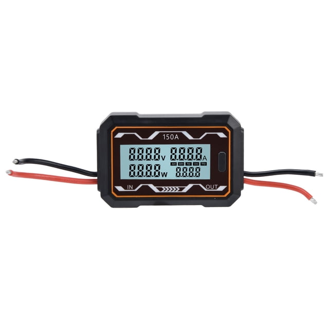 Medidor de potencia de CC con retroiluminación y pantalla grande, comprobador de potencia multifuncional para sistemas de energía solar de 0 a 60 V y 150 A.