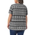 thumbnail image 3 of Agnes Orinda Women's Plus Size Boho Print  Tops Square Neck Short Sleeve Blouse Summer Casual T-Shirt 3X Black, 3 of 6