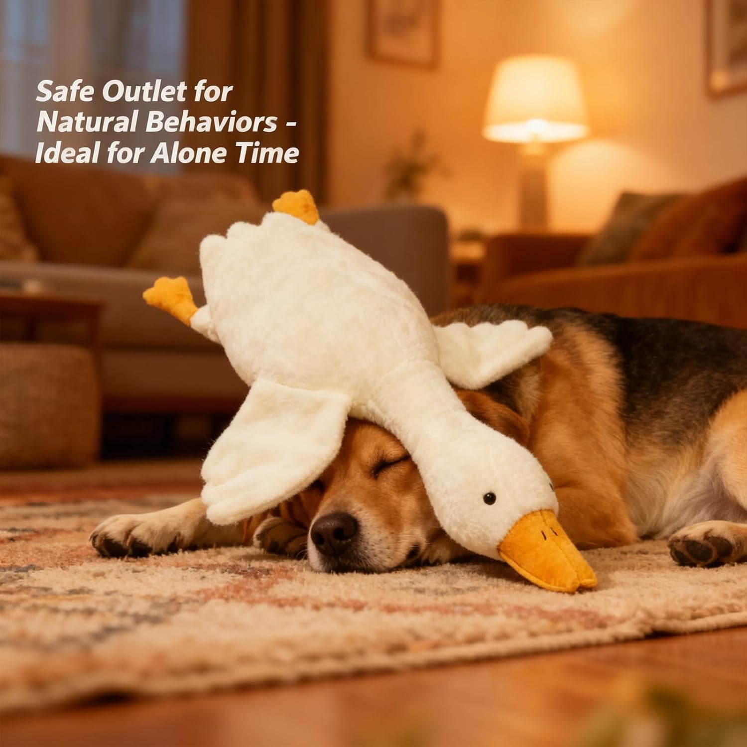 Large Plush White Duck Dog Toy, Goose Dog Toy, Large Plush White Goose, Big Realistic Stuffed Gooses Dog Toys, Interactive Dog Toys for Chewing, Playing & Training (2pcs 90cm/35.43in)