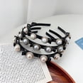 thumbnail image 6 of for Makeup Wash Face 2024 New Thin Elegant Small Clips Exquisite Black Braided Headband Vintage Pearl Hair Hoop Bangs Hairpin Korean Hair Accerrory E, 6 of 8