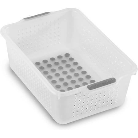 

Antimicrobial Classic Small Basket Soft Grip Non Slip Storage Multi-Purpose Home Organization EPA Certified Frost