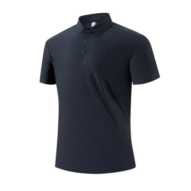 Camisas de Golf de Manga Corta Dri Fit Negocios Casual Top de los Hombres de Color Sólido Manga Corta Solapa, Camisa Libre de Arrugas