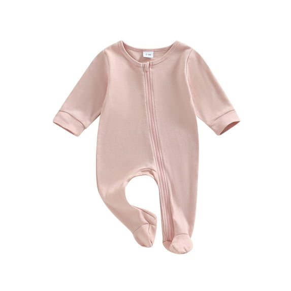 Bagilaanoe Newborn Baby Girl Boys Footed Jumpsuit Long Sleeve Bodysuit 3M 6M 9M 12M 18M Infant Zipper One Piece Romper