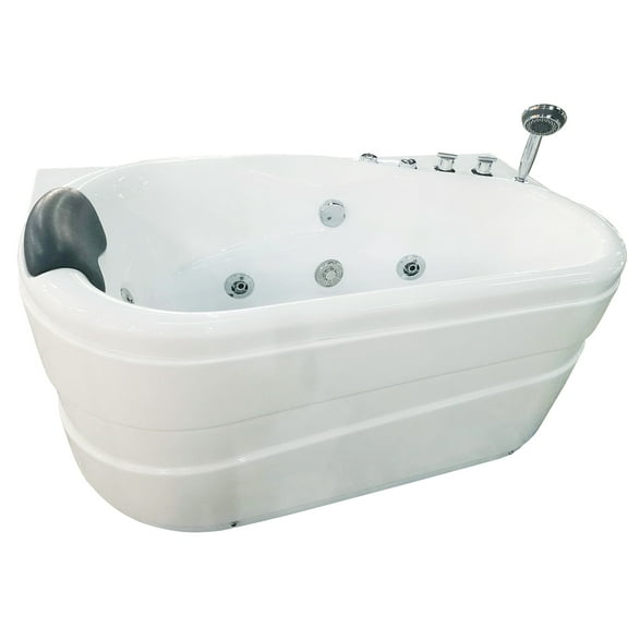 EAGO AM175-R 5' White Acrylic Corner Whirlpool Bathtub - Drain on Right