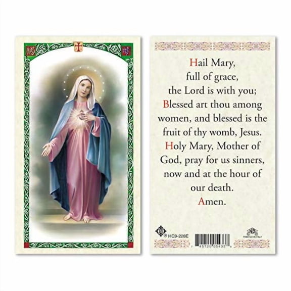 HAIL MARY ENGLISH HOLY CARD LAMINATED PRAYER CARDS
