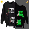 thumbnail image 1 of Camisetas familiares a juego de Navidad, sudadera luminosa brillante de Jesús es la razón, 1 of 4