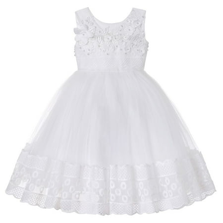 

Flower Girl Dress Sleeveless Mini Dress Casual Print White 110
