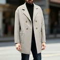thumbnail image 2 of Dovford Mens Trench Coat Notch Lapel Double Breasted Peacoat Wool Blend Casual Long Overcoat for Men, 2 of 7