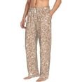 thumbnail image 2 of Easygdp Beige Sparkling Glitter Men's Pajama Pant, Sleep Elastic Waistband Lounge Pants - Medium, 2 of 9