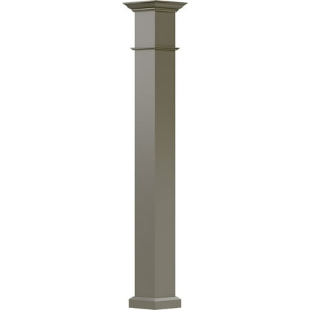 

8 x 10 Endura-Aluminum Wellington Style Column Square Shaft (Load-Bearing 20 000 lbs) Non-Tapered Clay Finish w/ Capital & Base