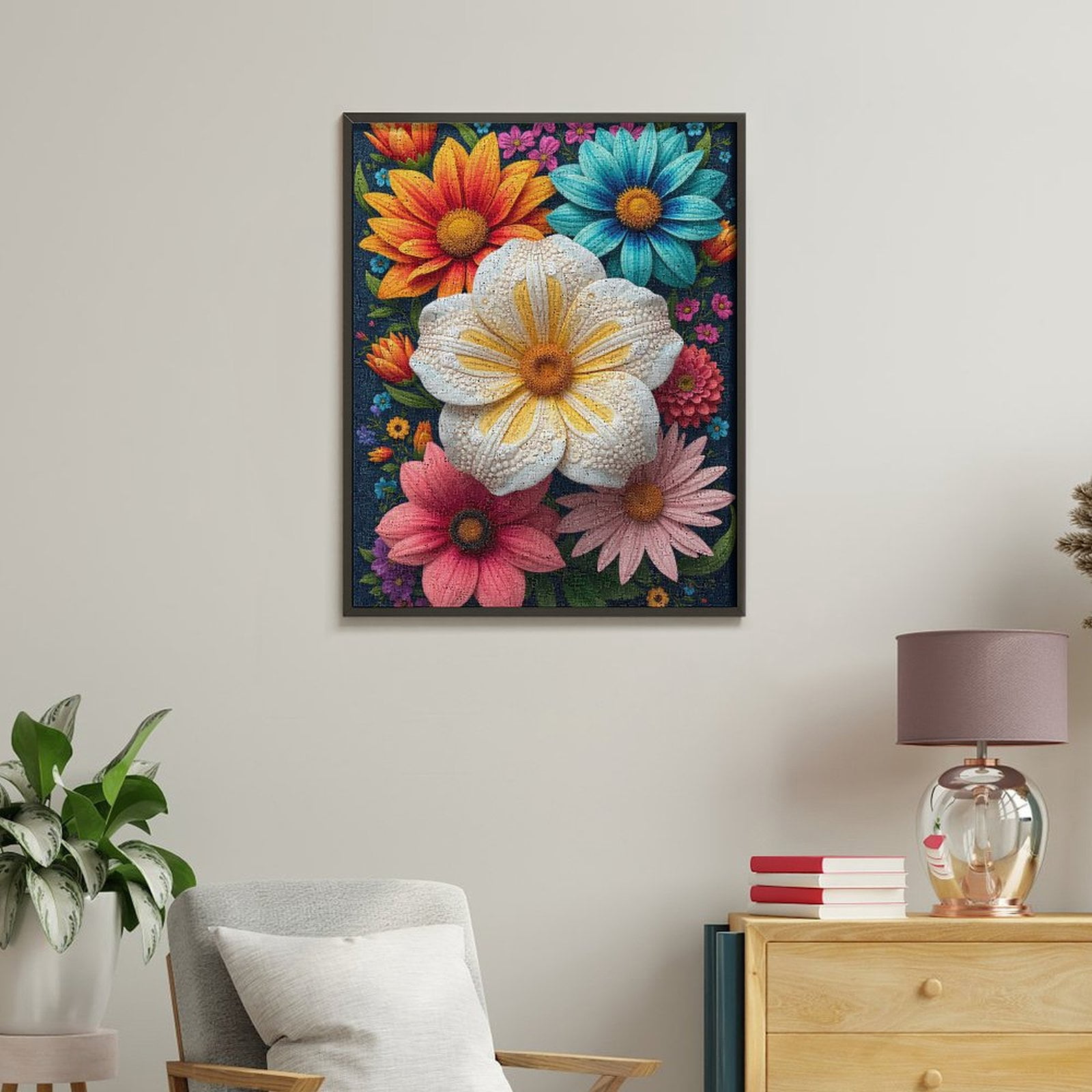 Paint By Numbers Kit for Adults Beginner - Colorful Floral Art Composition DIY Canvas Painting Kits for Adults, Frameless Paint By Number for Adults for Home Wall Decor 16x20 Inch