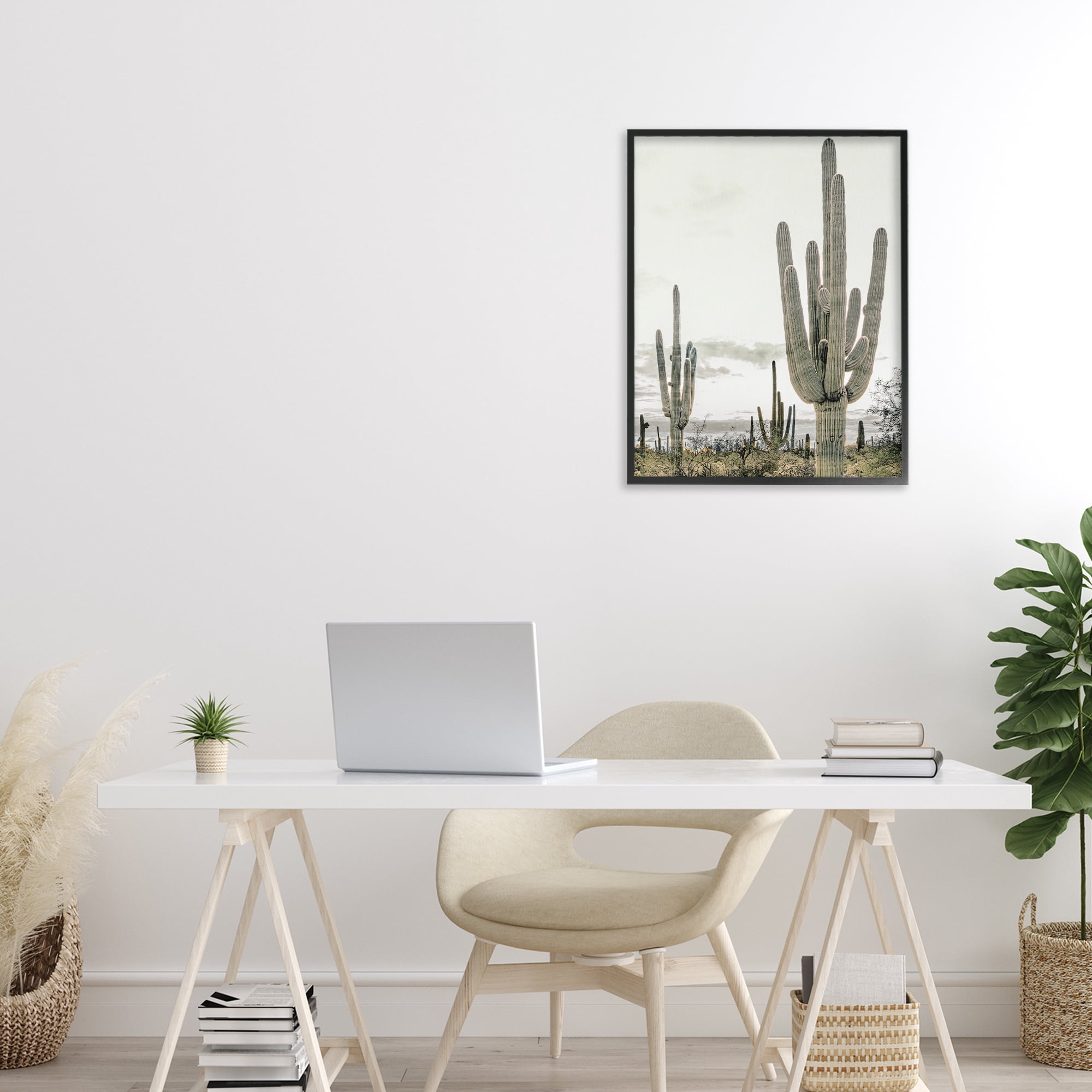 Stupell Industries Subdued Desert Cacti Black Framed Giclee Art, design by Kim Allen