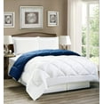 thumbnail image 2 of 3pc Down Alternative Reversible Comforter Set Navy Blue and White Full Queen Size, 2 of 4