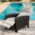 thumbnail image 3 of 150° Lay Flat Reclining Patio Chair, All Weather Wicker Outdoor Lounge with Adjustable Backrest and Footrest, Removable Cushion, Flip Up Side Table, Powder Coated Steel Frame, Garden and Patio, 3 of 8