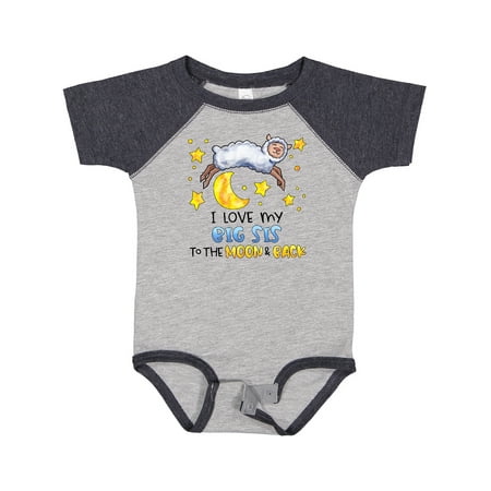 

Inktastic I Love My Big Sis to the Moon and Back Cute Sheep Gift Baby Boy or Baby Girl Bodysuit