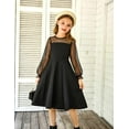 thumbnail image 5 of Arshiner Girls Polka Dot Mesh A-Line Dress Youth Long Sleeve Formal Party Dress with Side Pockets, 5 of 6