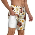 thumbnail image 3 of Picia Fall Turkey pattern Mens Swim Trunks with Compression Liner Stretch Beach Shorts Quick Dry with Zipper Pockets No-Chafing Board Shorts-Medium, 3 of 9