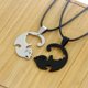 thumbnail image 5 of Caliente de acero inoxidable blanco negro Gato Kitty colgante rompecabezas a juego collar cadena para pareja amante San Valentín JM, 5 of 6