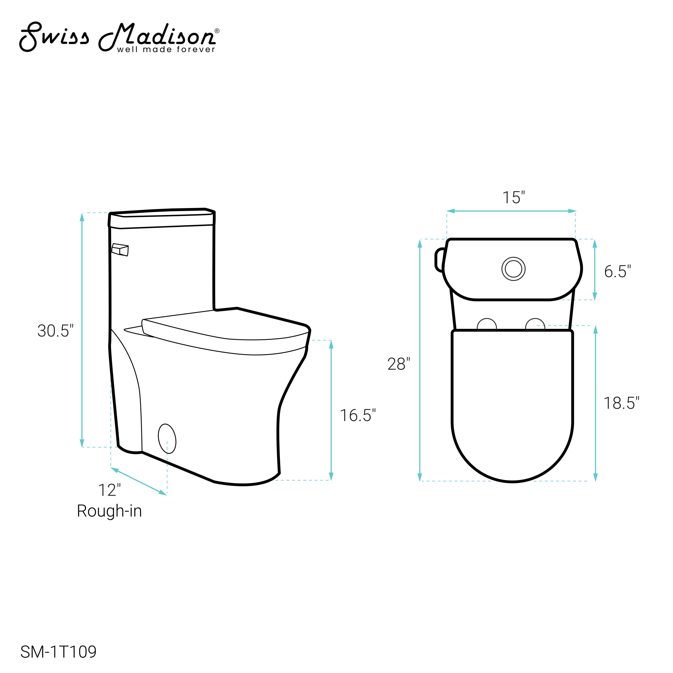 Monaco One-Piece Elongated Left Side Flush Handle Toilet 1.28 gpf