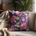 thumbnail image 3 of Throw Pillow Covers Pack of 4 for Living Room Table, Floral Printed Cushion Case, 20x20 inches - Dark Blue - Home Decor, 3 of 9