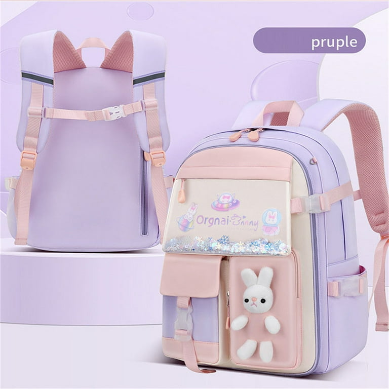 Girls Primary School Bags Cute Backpacks Kawaii Schoolbags Kids School Backpacks for Girls Student Kindergarten Small Purple