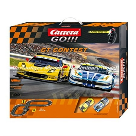 carrera go!!! gt contest 1:43 scale electric powered slot car race track set - corvette vs ferrari