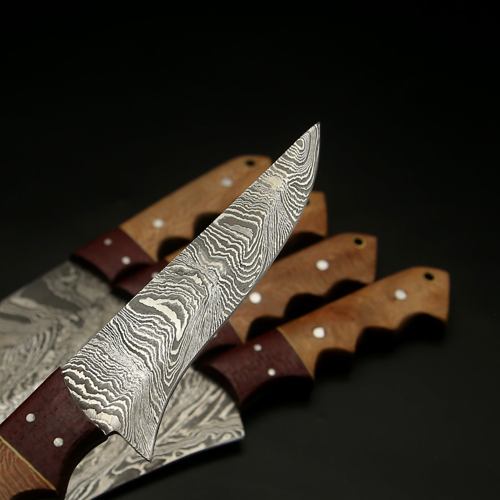Custom Handmade Damascus Chef Knives Set/Kitchen Knives 5 Pieces Set SS-17510 (Poplar Wood)