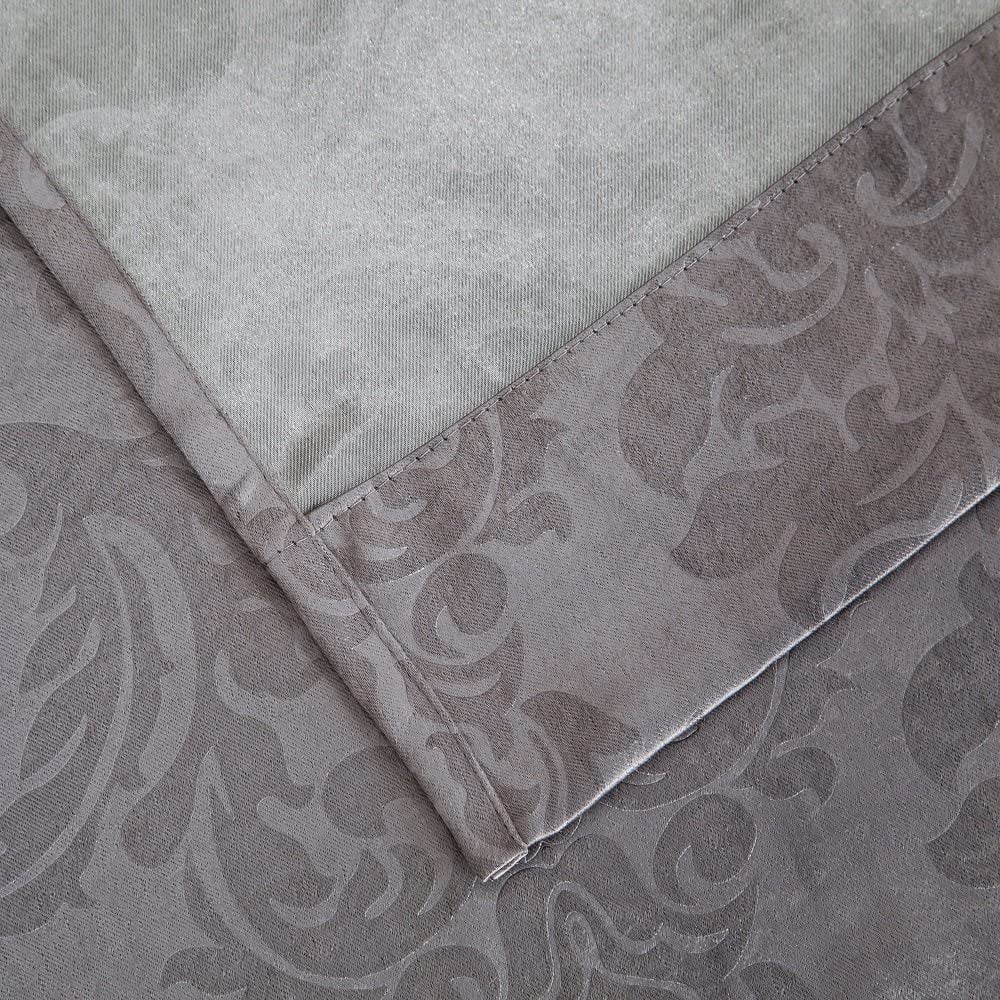 WARM HOME DESIGNS 1 Pair (2 Panels) of Gray Blackout Curtains with Embossed Textured Damask Flower Pattern. EV GREY 2x54x63