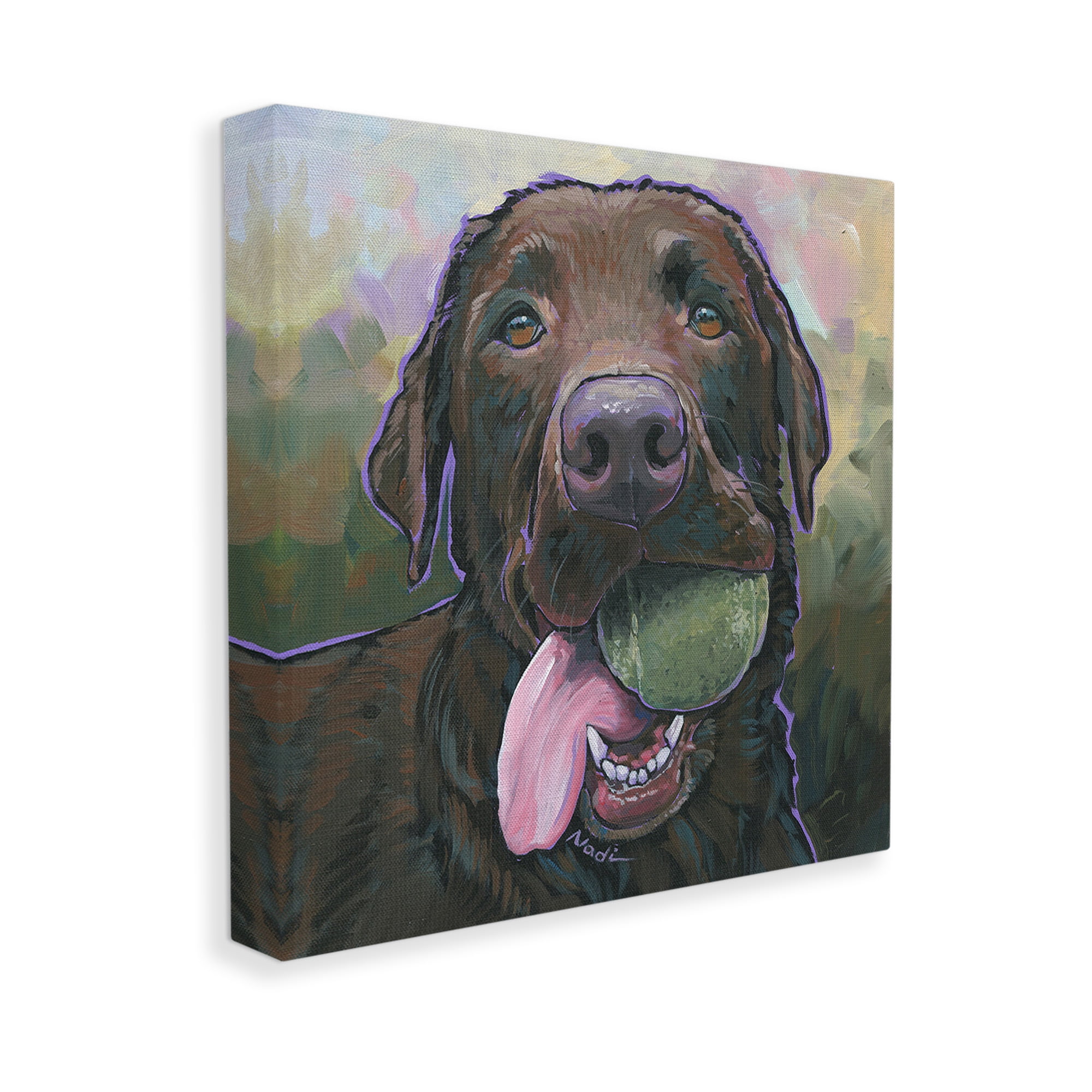 Stupell Industries Dog Playing Ball Portrait Animals & Insects Painting Gallery Wrapped Canvas Art Print Wall Art, 24 x 24
