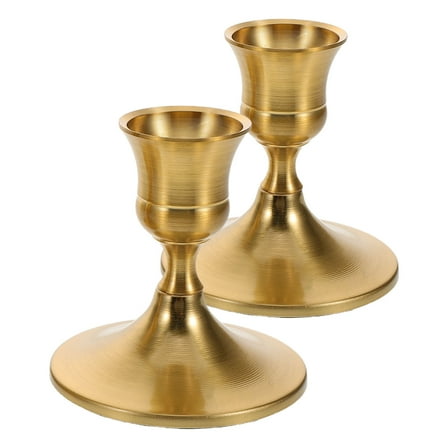 HEMOTON Set of 2 Brass Taper Candle Holders Vintage Candlestick Stands for Wedding Centerpiece Table Decoration Home Decor