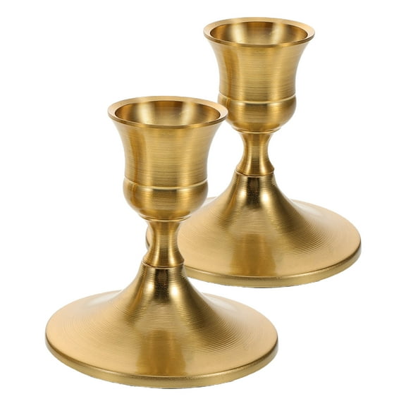 HEMOTON Set of 2 Brass Taper Candle Holders Vintage Candlestick Stands for Wedding Centerpiece Table Decoration Home Decor