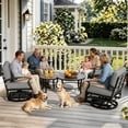 thumbnail image 4 of Gotland 6 Piece Patio Set, Aluminum Outdoor Swivel Chairs Set with Round Table 5.1’’ High-Resilience Seat Cushions 29.5" Deep Seating, Metal Patio Furniture Set Patio Conversation Sets, Gray, 4 of 7