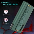 thumbnail image 6 of S Pen Holder Case Compatible Samsung Galaxy Z Fold 3 Case with Magnetic Hinge Protection & Wristband,Green Shockproof PC Frame Full Body Protective Cases for Galaxy Fold 3 Screen Protector Case, 6 of 14